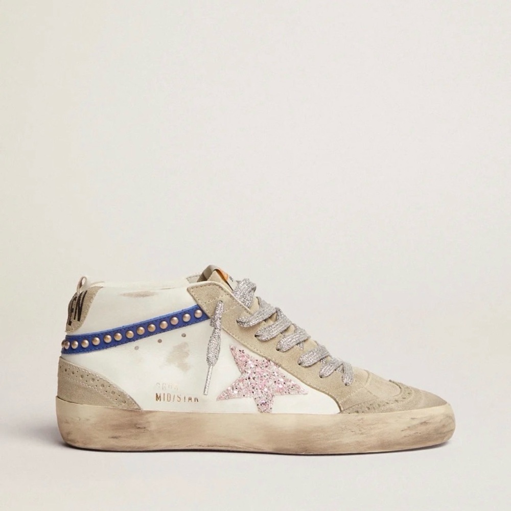 Golden Goose Women's Sneakers - White, Pink, and Blue